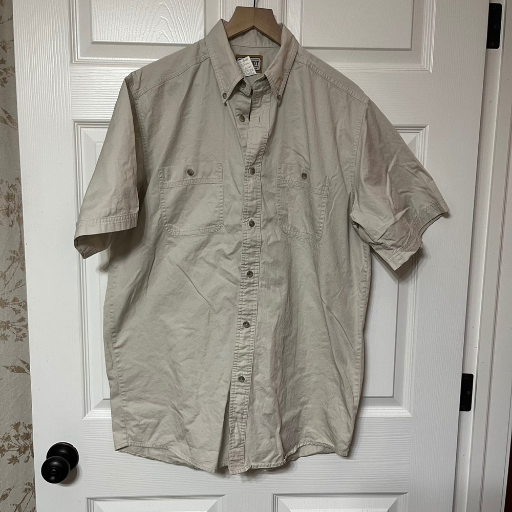 C.E. Schmidt Workwear Mens LT Beige Short Sleeve Button‎ Up Work Shirt